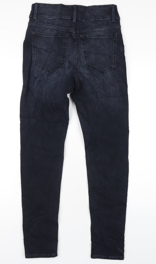 Marks and Spencer Womens Blue Cotton Skinny Jeans Size 8 L29 in Regular Zip