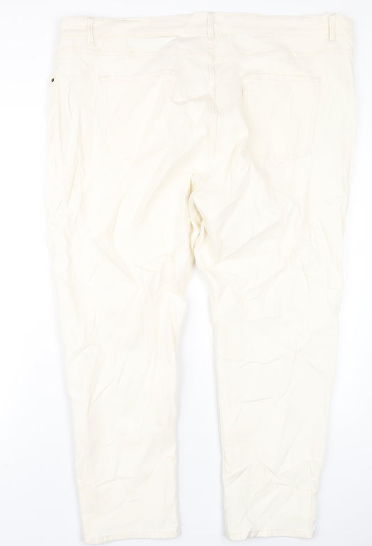 Marks and Spencer Womens Ivory Cotton Straight Jeans Size 24 L28 in Slim Zip