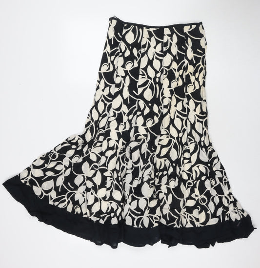 Adini Womens Black Geometric Polyester Trumpet Skirt Size S Zip