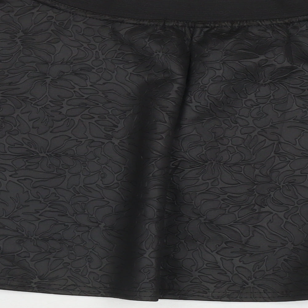 Mimi Womens Black Floral Polyester Skater Skirt Size M