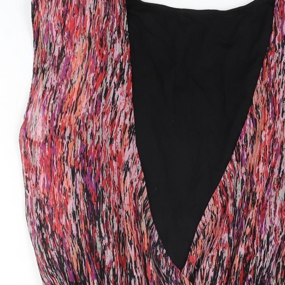 Marks and Spencer Womens Black Geometric Polyester Basic Blouse Size 12 Round Neck