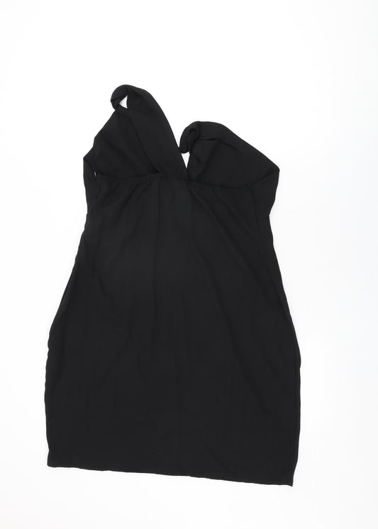 Missguided Womens Black Polyester Shift Size 16 One Shoulder Zip