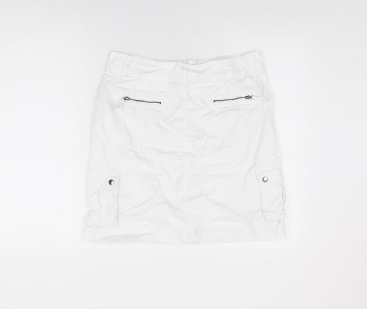 Papaya Womens White Cotton A-Line Skirt Size 12 Zip