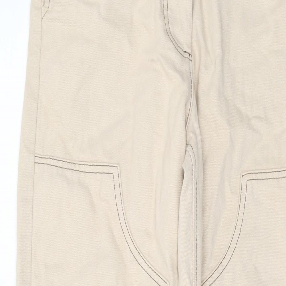 Stradivarius Womens Beige Cotton Straight Jeans Size 8 L31 in Regular Button