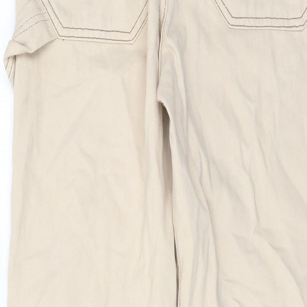 Stradivarius Womens Beige Cotton Straight Jeans Size 8 L31 in Regular Button