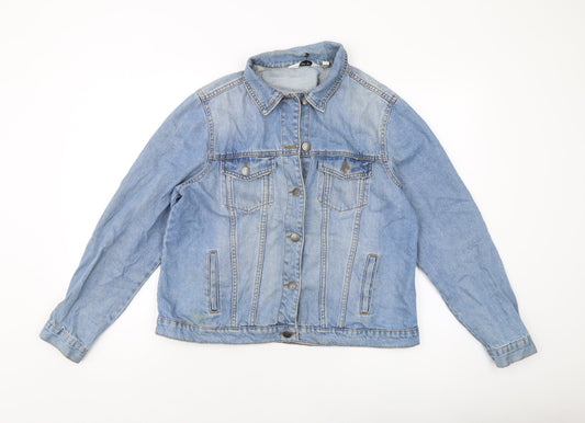 Additional front view of Dorothy Perkins women’s blue jacket, size UK 14, button