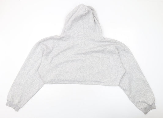 PRETTYLITTLETHING Womens Grey Cotton Full Zip Hoodie Size L Zip