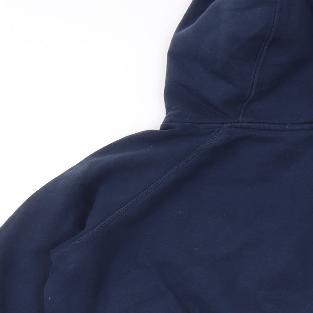 Brand and care label for Ellesse women’s blue cotton pullover hoodie, size UK 6, pullover