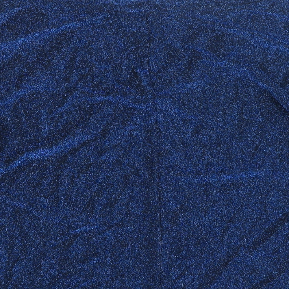 Marks and Spencer Womens Blue Polyester Basic Blouse Size 12 V-Neck - Glitter