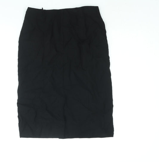 CARACTERE Womens Black Wool Straight & Pencil Skirt Size 10 Zip