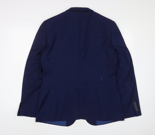Burton Mens Blue Polyester Jacket Suit Jacket Size 44 Regular