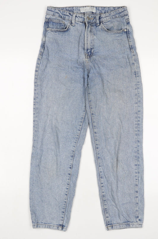 Stradivarius Womens Blue Cotton Straight Jeans Size 10 L26 in Regular Zip