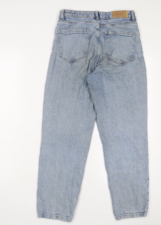 Stradivarius Womens Blue Cotton Straight Jeans Size 10 L26 in Regular Zip
