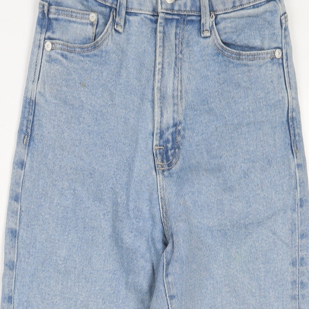 Stradivarius Womens Blue Cotton Straight Jeans Size 6 L21 in Regular Zip