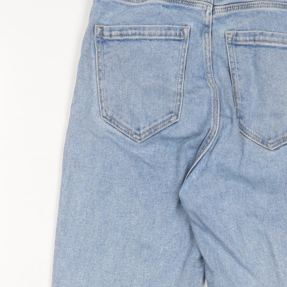 Stradivarius Womens Blue Cotton Straight Jeans Size 6 L21 in Regular Zip