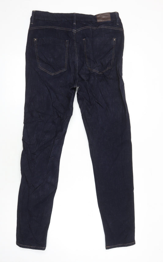M&S Womens Blue Cotton Skinny Jeans Size 12 L28 in Regular