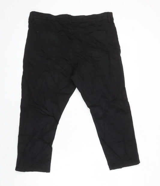 M&S Womens Black Cotton Straight Jeans Size 16 L21 in Regular