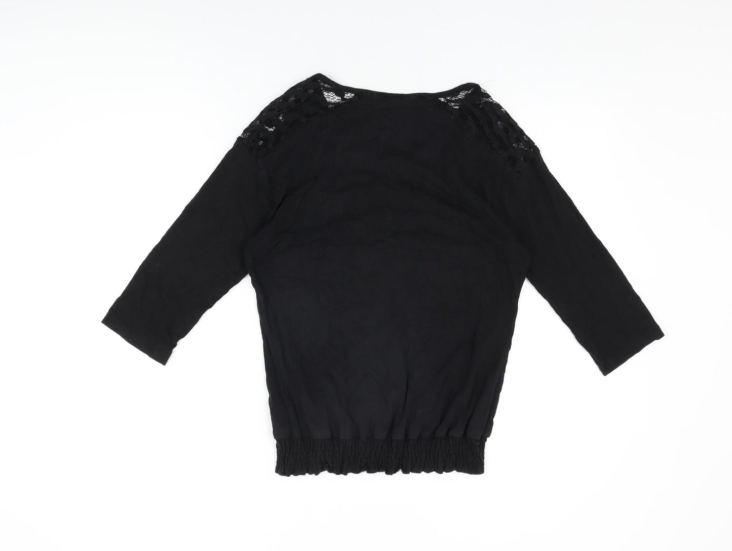 Klass Womens Black Viscose Basic T-Shirt Size S Round Neck