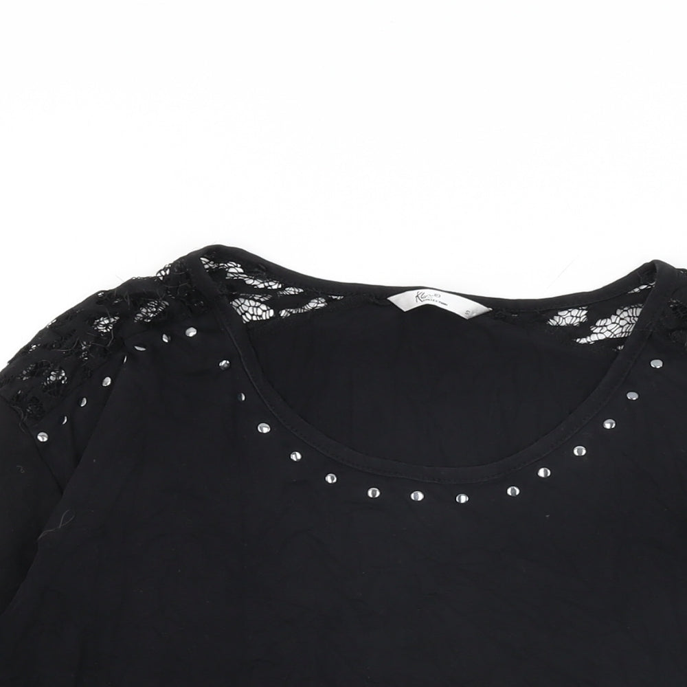 Klass Womens Black Viscose Basic T-Shirt Size S Round Neck