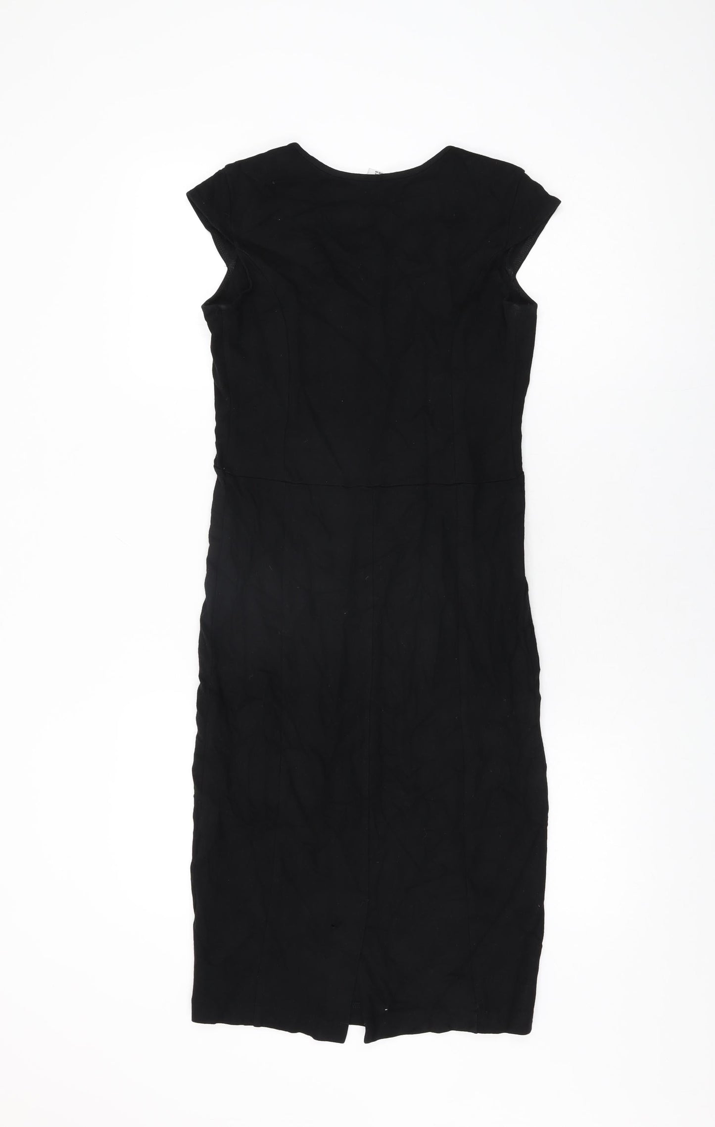 mamas & papas Womens Black Viscose Bodycon Size 8 V-Neck Pullover