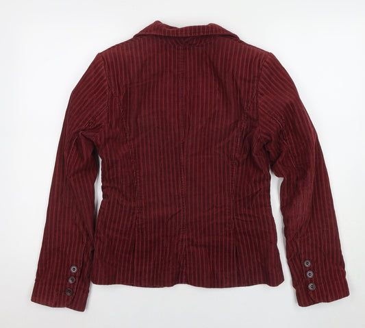 H&M Womens Red Cotton Jacket Suit Jacket Size 10