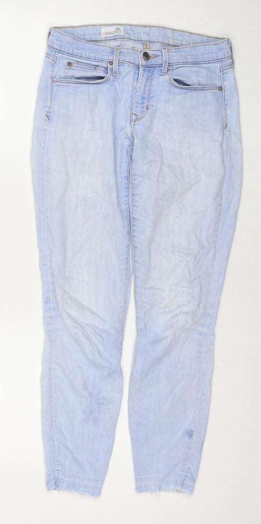 Gap Womens Blue Cotton Cropped Jeans Size 14 L27 in Regular Zip