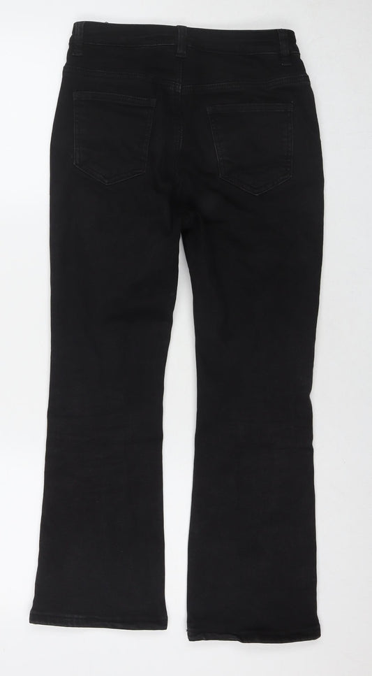Autu Zcci Womens Black Cotton Blend Bootcut Jeans Size M L24 in Regular Zip