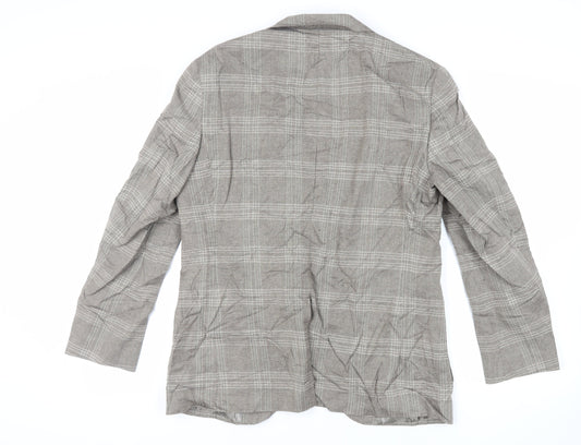Marks and Spencer Mens Beige Plaid Cotton Jacket Suit Jacket Size 42 Regular