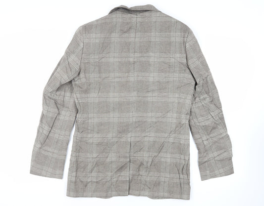 Marks and Spencer Mens Beige Plaid Cotton Jacket Blazer Size 38 Regular