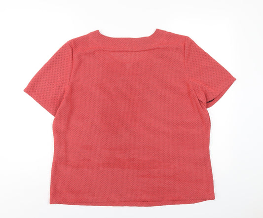 EWM Womens Pink Polyester Basic T-Shirt Size 20 V-Neck