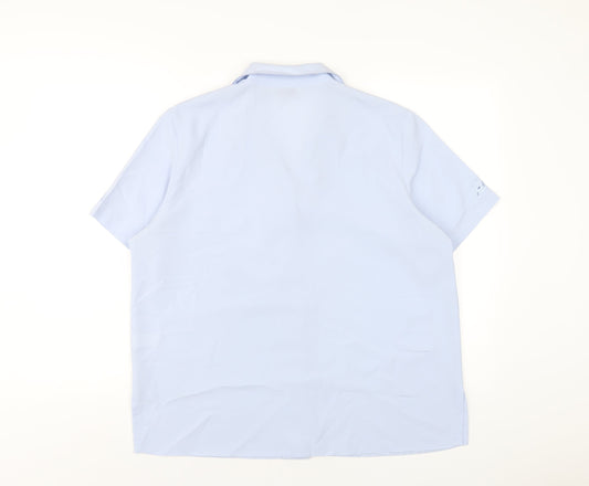 EWM Womens Blue Polyester Basic Button-Up Size 16 Collared
