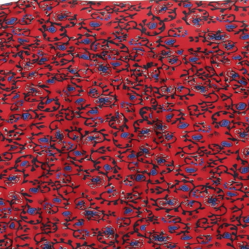 Gap Womens Red Geometric Viscose Basic T-Shirt Size S Round Neck