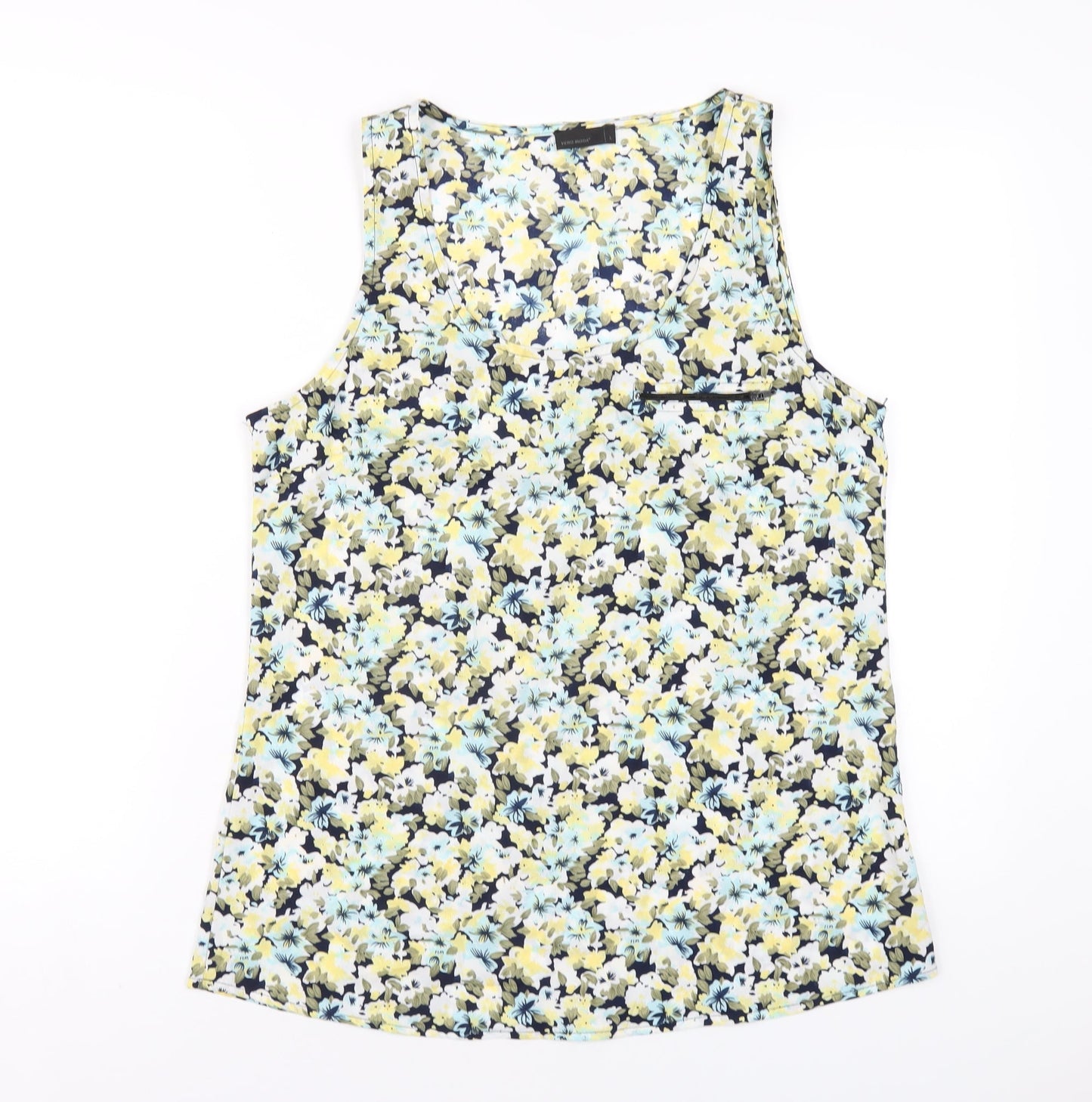 VERO MODA Womens Multicoloured Floral Polyester Basic Tank Size L Scoop Neck