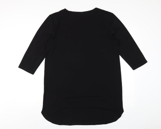 H&M Womens Black Polyester T-Shirt Dress Size S Round Neck Pullover