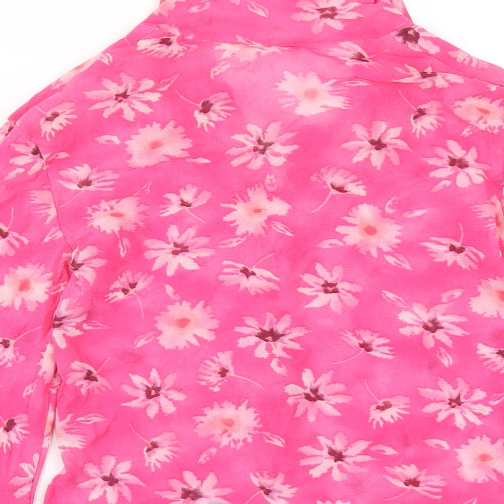 Kookai Womens Pink Floral Polyester Basic Button-Up Size S Collared