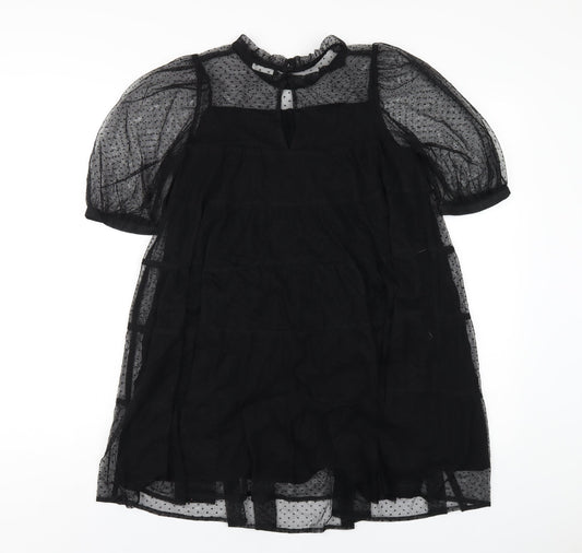 NEXT Girls Black Polyester A-Line Size 11 Years Round Neck Button
