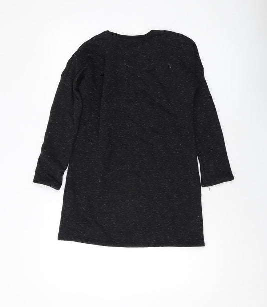 Marks and Spencer Girls Black Cotton Pullover Sweatshirt Size 9-10 Years Pullover