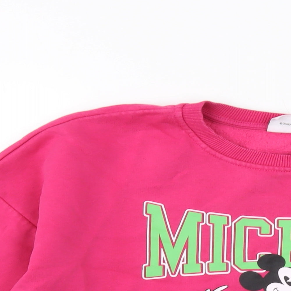 Disney Womens Pink Cotton Pullover Sweatshirt Size 10 Pullover - Mickey Mouse