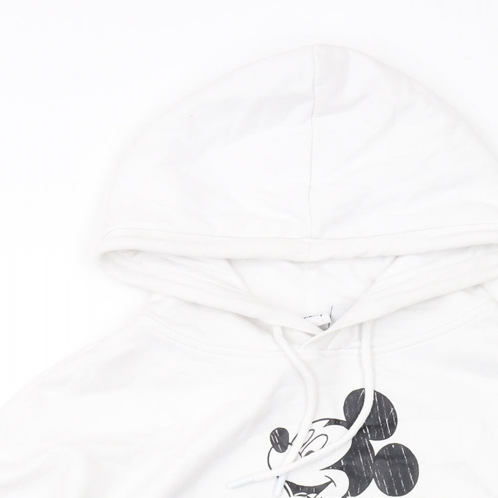 Disney Womens White Cotton Pullover Hoodie Size S Pullover