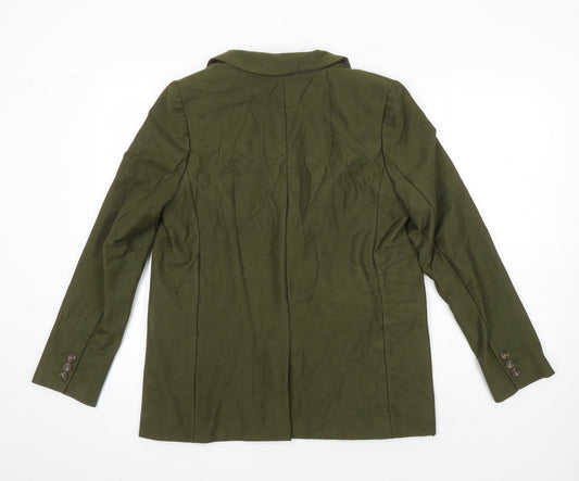 M&S Womens Green Herringbone Jacket Blazer Size 12 Button