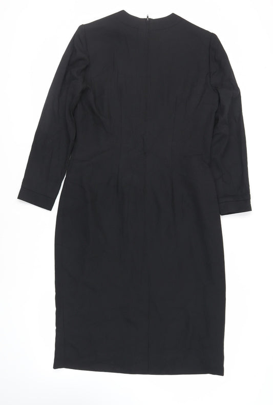 Henry Lee Womens Black Polyester Sheath Size 10 Mock Neck Zip