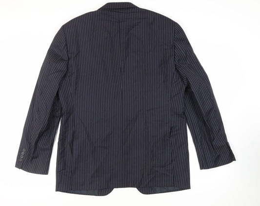 NEXT Mens Blue Striped Wool Jacket Suit Jacket Size 46 Regular