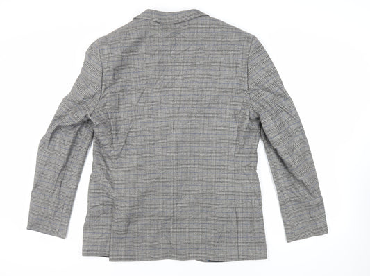 River Island Mens Grey Plaid Polyester Jacket Blazer Size 44 Regular