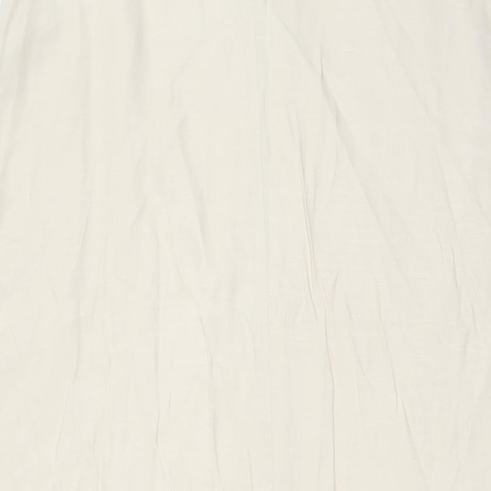 H&M Womens Ivory Polyester A-Line Size M V-Neck