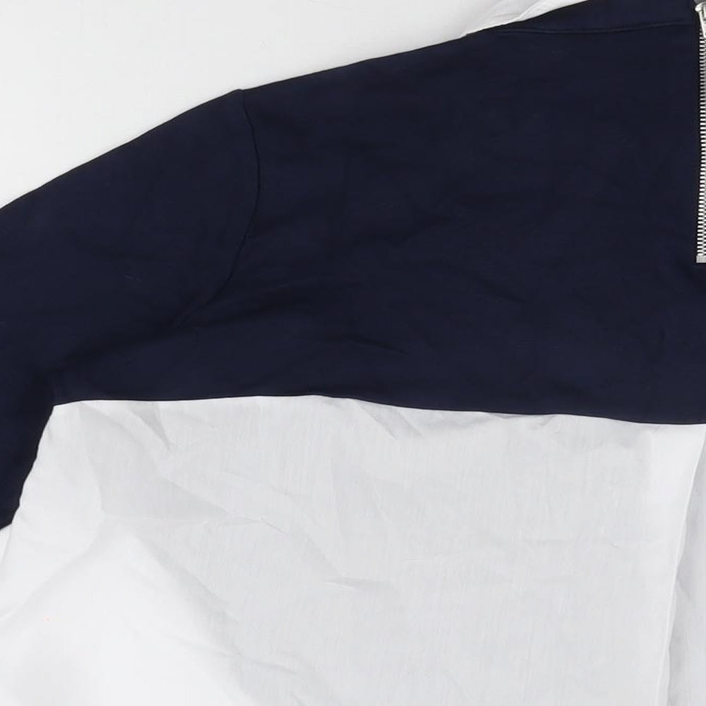 French Connection Womens Blue Viscose Basic T-Shirt Size S Collared