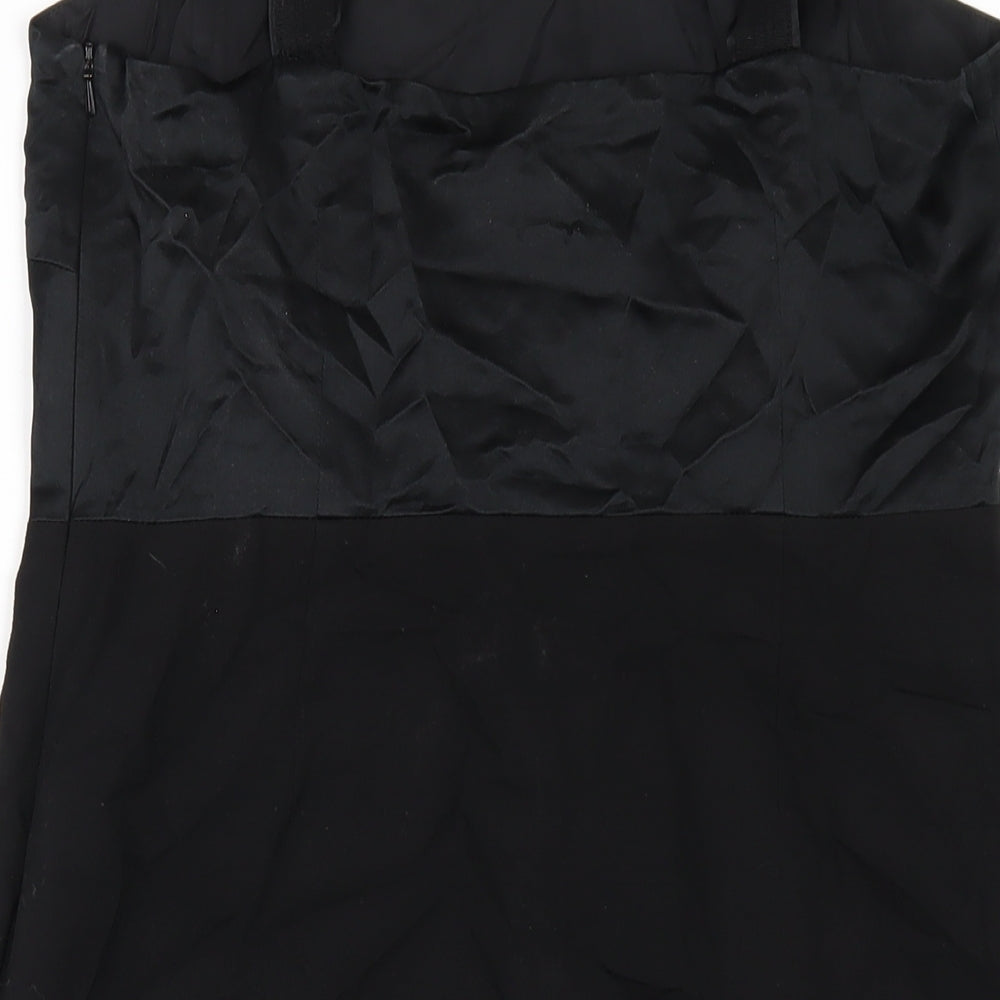 Fenn Wright Manson Womens Black Viscose A-Line Size 12 Square Neck Zip