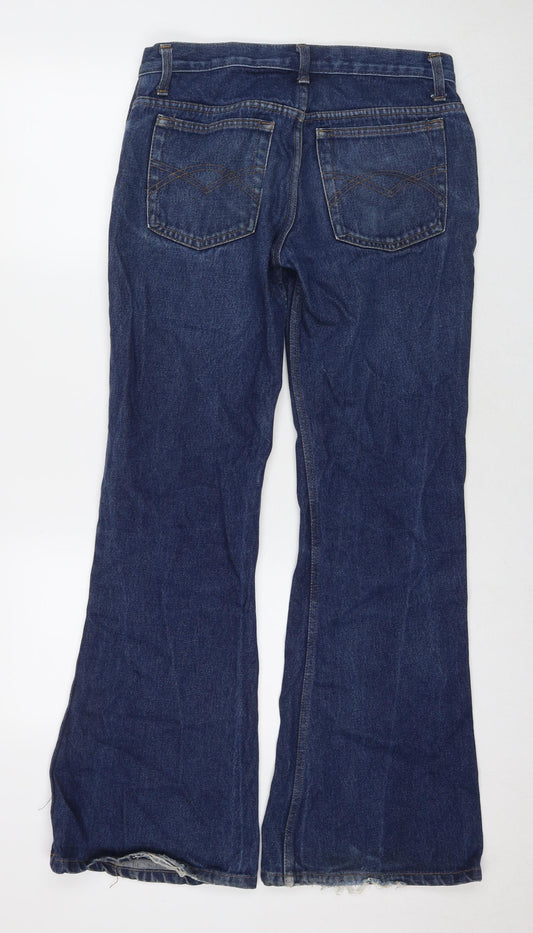 Atom's Womens Blue Cotton Flared Jeans Size 32 in L32 in Regular Zip