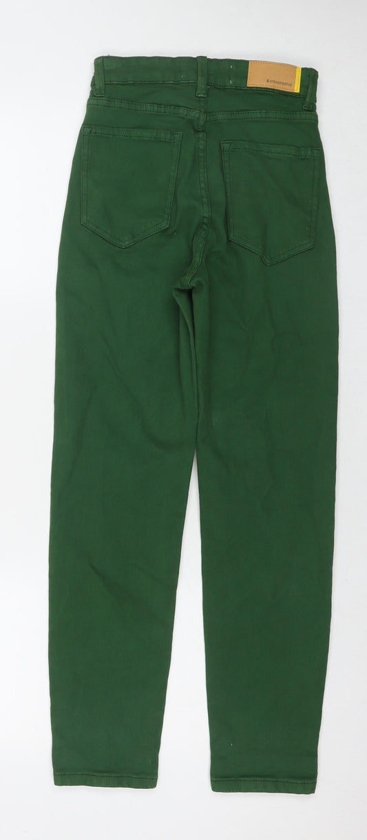 Stradivarius Womens Green Cotton Straight Jeans Size 6 L26 in Regular Zip