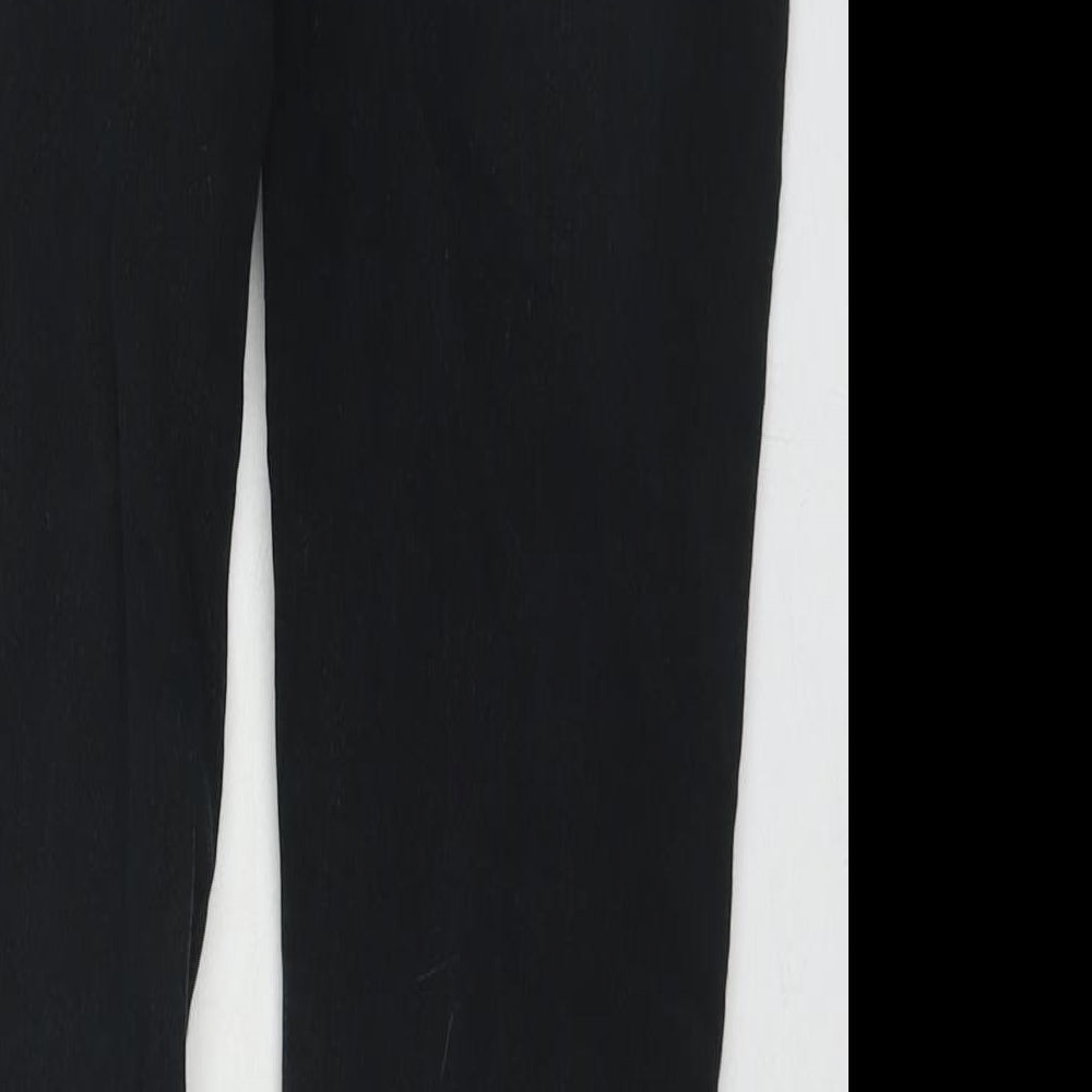 Brand and care label for Denim & Co. men’s black cotton skinny jeans, size 28, in, 30-inch leg slim zip
