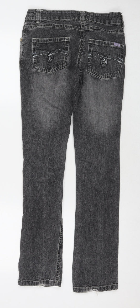 Drainpipe Womens Grey Cotton Straight Jeans Size 8 L30 in Regular Zip - Vintage